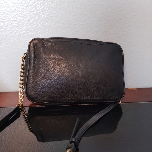 Michael Kors Crossbody Gold Chain Strap Black Leather - Picture 7 of 16